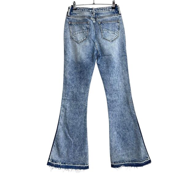 FREE PEOPLE X DRIFTWOOD FARRAH FLARE JEANS Size 25 Western Patchwork Stripe 34" - Picture 5 of 9